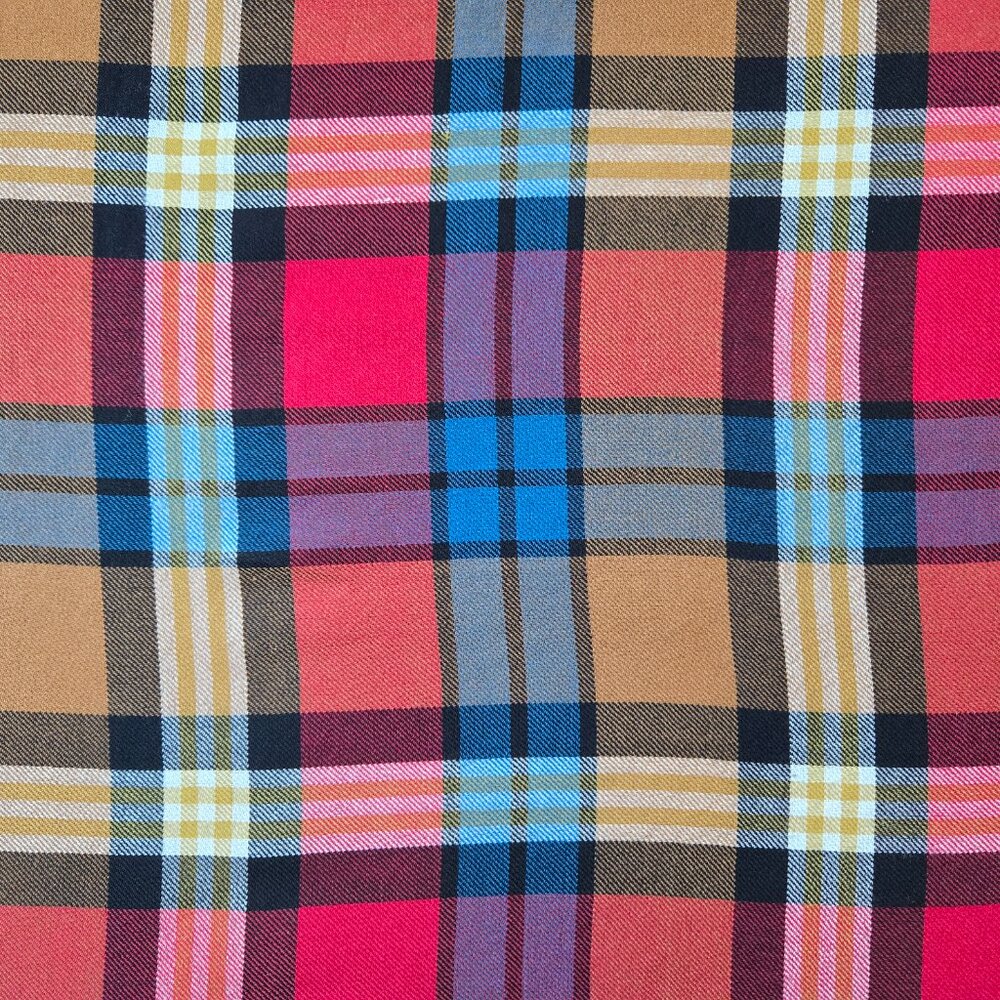 Coach 100% Wool Colorful Plaid Square Scarf - Picture 9 of 11